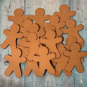 21 Brown Gingerbread Man Wood Shapes Art Project Bundle Christmas School Crafts